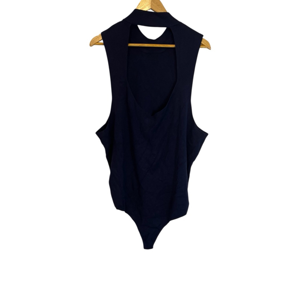 ASOS Design Curve Navy Open Back Mock Neck Bodysuit Plus Size 24 - Picture 4 of 10